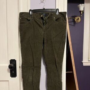 J.Crew Factory Slim Fit Corduroy Pants | Olive Green | 34x32 | 5-Pocket Style